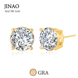 Boucles <span class=keywords><strong>d</strong></span>'Oreilles en <span class=keywords><strong>Or</strong></span> Massif 18 Carats AU750 avec <span class=keywords><strong>Diamant</strong></span> Moissanite <span class=keywords><strong>D</strong></span> Couleur VVS1 2 Carats, 1 Carat ou 0,5 Carat, Bijoux en <span class=keywords><strong>Or</strong></span> de Haute Qualité - Product Image 1