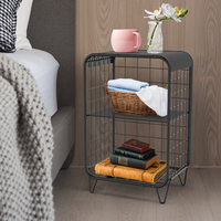 WIREKING – table d'appoint en fil métallique au design moderne, table de rangement à 2 niveaux pour salon et chambre à coucher