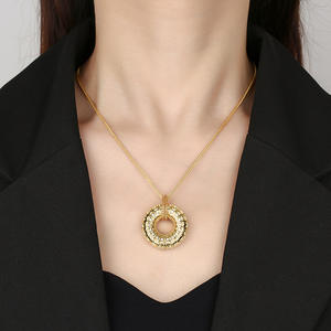 Collier en cuivre plaqué or <span class=keywords><strong>de</strong></span> haute qualité avec motif filigrané, motif signe <span class=keywords><strong>de</strong></span> paix chinois porte-bonheur, écologique, pour femme, idéal comme cadeau - Product Image 5