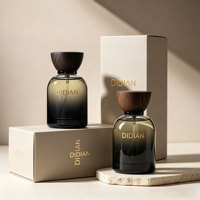Flacon de parfum unique d'usine 30ML 50ML 100ML, flacon de parfum de luxe en verre, flacon de parfum rond noir dégradé avec boîte
