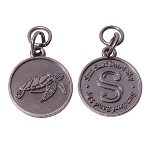 Custom Embossed Letter Metal Jewelry Pendant Antique <strong>Silver</strong> logo Metal Round <strong>Charms</strong> for <strong>Bracelet</strong> Fitting - Product Image 1