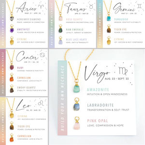 Bộ trang sức đá phong thủy 12 cung hoàng đạo, mặt dây chuyền vàng 18K mạ thép không gỉ, đá sinh tháng, mặt dây chuyền cung Bạch Dương - Product Image 2