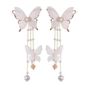 Kore Dantel İnci Kevlar Kaplama Kelebek Püsküllü Sarkıt Küpeler Kadınlar İçin Zarif - Product Image 5