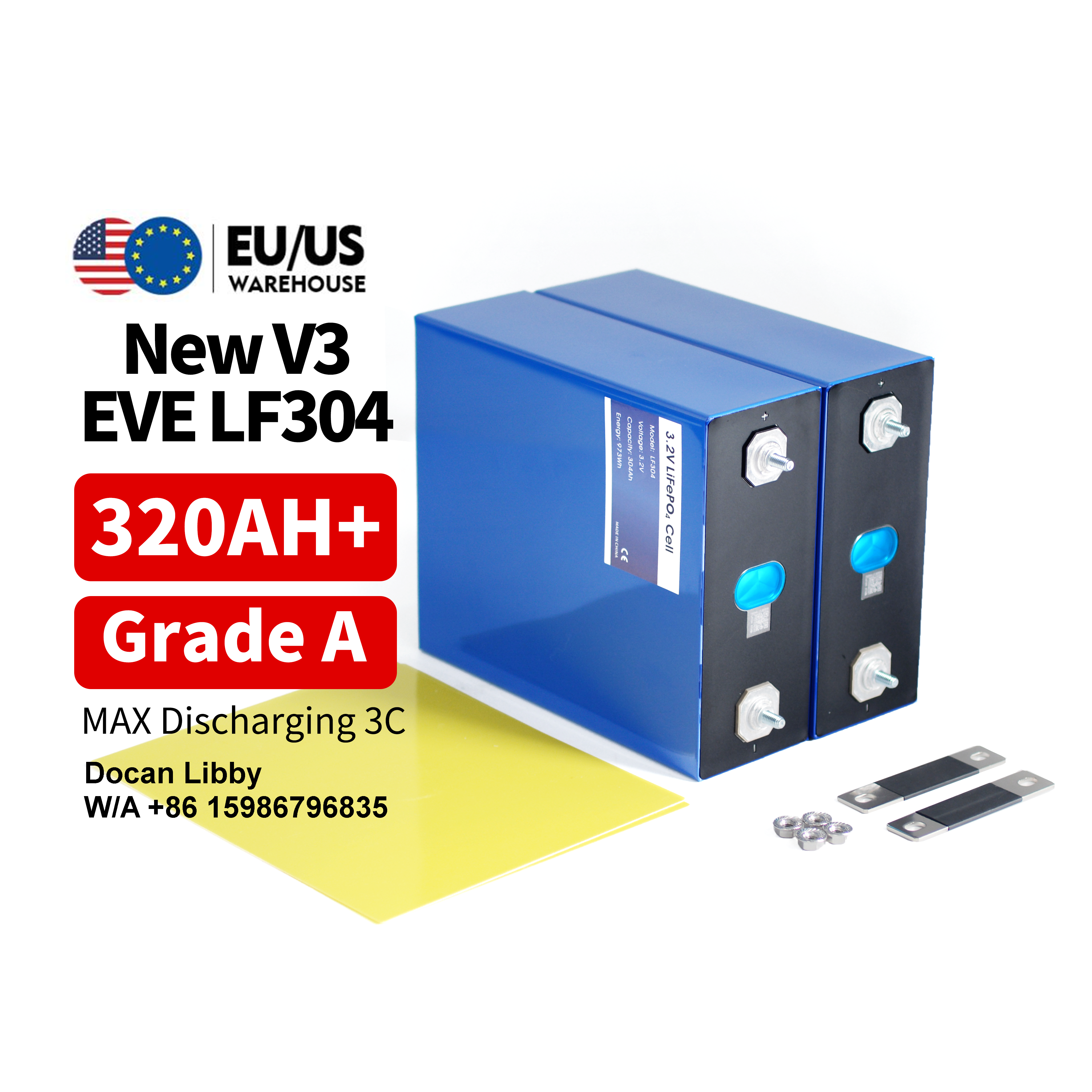 EU Stock CE Lifepo4 литий-ионный Аккумулятор akku класса A EVE 3,2 В 200ah 230ah 280ah 304ah 310ah 320ah для солнечной системы хранения