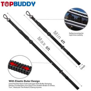 เชือกยืดหดได้สำหรับสุนัขสายหนังสีดำแบบปรับแต่งได้ - Product Image 4