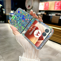 Mode Laser Splinter Brillant Plume Fil Dur PC Étui De Protection pour Motorola Moto Razr 60 50 Ultra