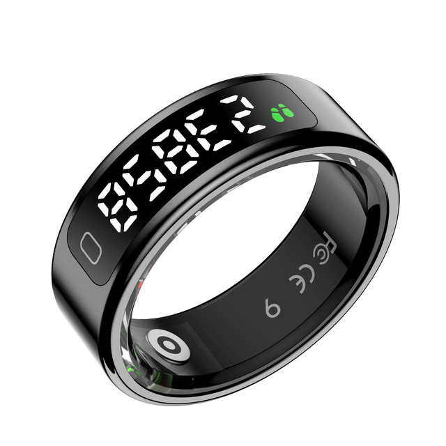 High Quality OEM 1 ATM Waterproof Sport Smart Ring with Heat Rate Monitoring Display Time Touch Control Smart Rings