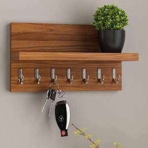 Premium Wooden <b>Wall</b> Mounted <b>Key</b> Holder Rustic Entryway Organizer Durable <b>Hooks</b> Home Decor Housewarming Gift Storage Rack - Product Image 3