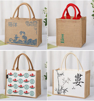 Sac de shopping en toile de coton et lin de haute qualité, style européen, non imprimé, avec boutons, écologique, poche, sac fourre-tout en jute personnalisé