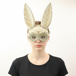 Bán buôn Halloween cosplay Bạc Bunny Tai Masquerade Mặt nạ nhựa nửa mặt thỏ bên mặt nạ cho cô gái phụ nữ khiêu vũ bóng - Product Image 6