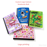 Carnet personnalisable avec logo, design de dessin animé, couverture rigide, reliure cousue, cahiers d'exercices pour étudiants, 100 feuilles, vente en gros