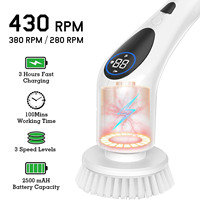 Nettoyeur électrique rotatif 9 en 1 sans fil avec commande vocale, brosse de nettoyage puissante pour salle de bain, baignoire, carrelage, sol, cuisine, fenêtre