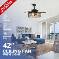 Ventilateur de plafond rétractable 1stshine de 42 pouces avec lumière LED, intelligent, efficace, qualité garantie, vente en gros, lames de qualité supérieure