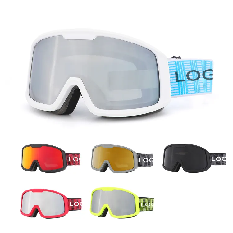 Gafas de nieve sin marco con logotipo personalizado, lentes retro antiniebla para esquí y snowboard, Oem