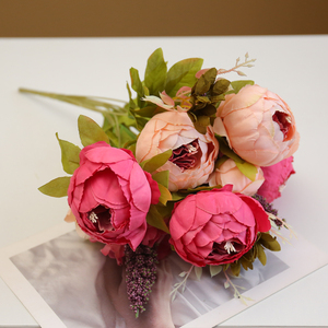 Bouquets de pivoines en stock, 13 têtes, fleurs artificielles en soie, pivoines artificielles vintage, arrangement floral, bouquet en stock - Product Image 4