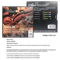 The Orchestra Uses Alice AWR10E Orchestral Violin Strings with Multi Filament Nylon Core Wrapped in Pure Silver