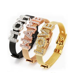 Bracelet initial en zircon plaqué or 14k 18k en acier inoxydable 316l résistant à la corrosion et imperméable, personnalisé, délicat pour femmes - Product Image 3