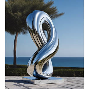 Escultura de Acero Inoxidable Pulido con Acabado Espejo <span class=keywords><strong>Dorado</strong></span>, Arte Abstracto Moderno para Decoración de Hoteles y Plazas de Lujo - Product Image 2