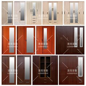 <span class=keywords><strong>Armoire</strong></span> 3 portes battantes en verre avec miroir éclairé, impression personnalisée, structure en acier, finition grain de bois, conception KD, rangement pour chambre à coucher - Product Image 4