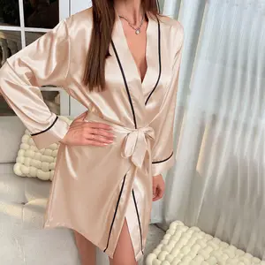 Nouveau séchage rapide <span class=keywords><strong>grande</strong></span> <span class=keywords><strong>taille</strong></span> luxe dormir femmes qualité Robe de bain solide longue femme <span class=keywords><strong>été</strong></span> femmes Robes de bain vêtements de nuit d'hiver - Product Image 1