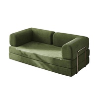 Canapé-lit convertible carré en tissu rembourré avec support lombaire et accoudoirs, design moderne et écologique pour appartement