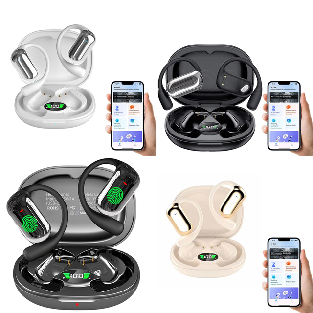 OWS AI Language Wireless Earphone for iPhone Android with 144 Online Languages Real Time Earbuds for Travel Trending Products