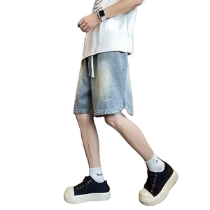 Pantalones Cortos de Mezclilla Tejidos Transpirables de Moda Vintage de Verano al por Mayor para Hombre, de Cintura Media, Corte Recto y Ajuste Regular - Product Image 2