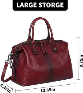 Red Royal Look Eco-Friendly Lichee Pattern Cross Body Tote Shoulder <b>Bag</b> for <b>Women</b> Made Genuine Leather Zipper Closure Custom - Product Image 2