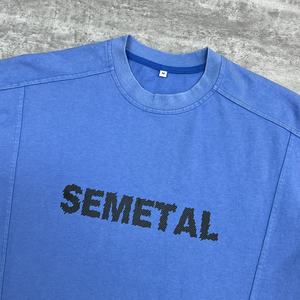 T-shirt en coton 100% personnalisé par un designer, col rond, coupe ample, t-shirt court délavé à l'acide, imprimé, lourd, surdimensionné, pour hommes - Product Image 3