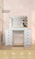 Table de toilette avec miroir, console de maquillage en bois blanc moderne et personnalisée pour adultes