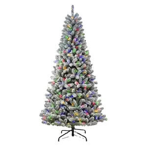 Multicolored LED Lights 7 ft LED Pre-lit snowing flocked Christmas tree