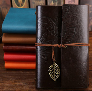 A5 A6 A7 con copertina rigida in pelle Vintage diario di viaggio diario con ciondoli retrò pagine vuote ricaricabili per uomo donna - Product Image 4