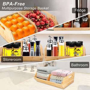 Boîte de rangement en bois avec poignée 13x10x4.3 pouces pour l'affichage et l'organisation des fruits et légumes - Product Image 4