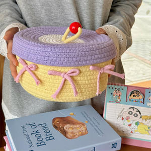 Panier de rangement en tissu de corde de coton pliable pour organiser les vêtements de bébé, décoratif <span class=keywords><strong>à</strong></span> la main, tissé, pour cadeaux - Product Image 1
