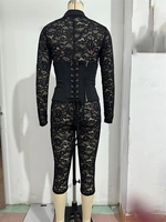 Nouveautés 2026 Combinaison Corset Tendance Taille Haute Coupe Ajustée Couleur Unie Décontractée Automne Fitness avec Dentelle