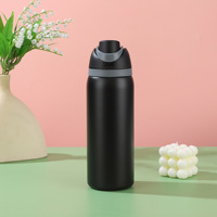 Bouteille d'eau isotherme en acier inoxydable 32oz à double bec avec paille intégrée et poignée, isolation thermique 12-24h pour OWALA – Meilleure vente
