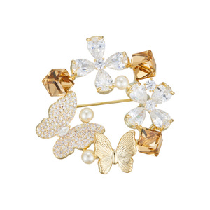 Broche Papillon Luxe Léger, Combinaison Cristal et Perle Haut de Gamme, Épingle de Vêtement Originale, Indispensable pour Corsage - Product Image 3