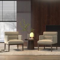 Fauteuil d'appoint moderne confortable en similicuir PU, chaise longue individuelle avec structure en bois pour appartement, hôtel, chambre à coucher