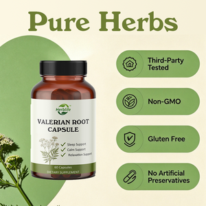 Capsules de racine de valériane OEM/ODM très vendues, sans risque d'addiction, sans mélatonine, favorisent le calme, la relaxation et le sommeil - Product Image 5