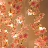 Guirlande lumineuse en fleurs de cerisier, fleurs artificielles, guirlande suspendue en soie pour intérieur/extérieur, décoration de mariage, fête, maison, chambre à coucher, rose