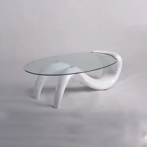 High strength and durable oval high gloss living room fiberglass tea table reinforced fiber glass coffee table