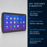 Terminal de données mobile pour la gestion de flotte, écran IPS 7 pouces 1000 nits, étanche, Android OS, navigation GPS, tablette PC pour camion