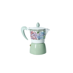 Caffettiera in alluminio Flora a tre tazze con design floreale per uso su fornello - Product Image 1