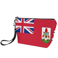 Trousse de Maquillage Personnalisée en PU avec Drapeau National des Bahamas et Dragonne, Idéale pour les Voyages à l'Étranger, Rangement de Coiffeuse, Objet de Collection Culturel Local
