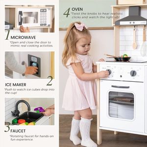 Ensemble de <span class=keywords><strong>cuisine</strong></span> en bois rustique fait main pour enfants Yuyi, avec lumières et sons réalistes, <span class=keywords><strong>18</strong></span> pièces d'accessoires de <span class=keywords><strong>cuisine</strong></span> et d'aliments jouets pour tout-petits - Product Image 2