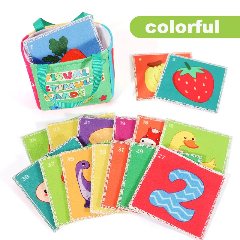 Libro de tela de aprendizaje temprano, tarjetas Flash coloridas, libro lavable, libro de tela suave educativo sensorial para bebé