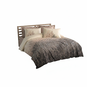 Parure de lit double en coton beige Lindon, 4 pièces, motif de Noël tissé, décor de maison de luxe, personnage de dessin animé, thème scénique - Product Image 2