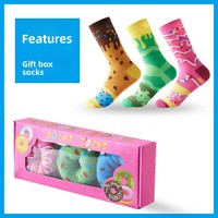 Boîte cadeau de chaussettes tendance décontractées en polyester-coton, absorbantes, à séchage rapide, antidérapantes, à motif de dessin animé, unisexe, pour l'été