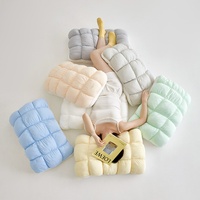 Nouvel Oreiller de Sommeil Domestique en Nylon Léger, Design Minimaliste, Couleur Unie, Motif Grille de Pain, Forme Crêpe Glacée, Une Paire