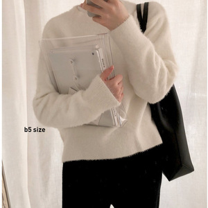 Korean transparent PVC <b>storage</b> bag, Instagram-style cosmetic bag, document bag, A4 rope-wrapped <b>storage</b> bag, document bag - Product Image 4
